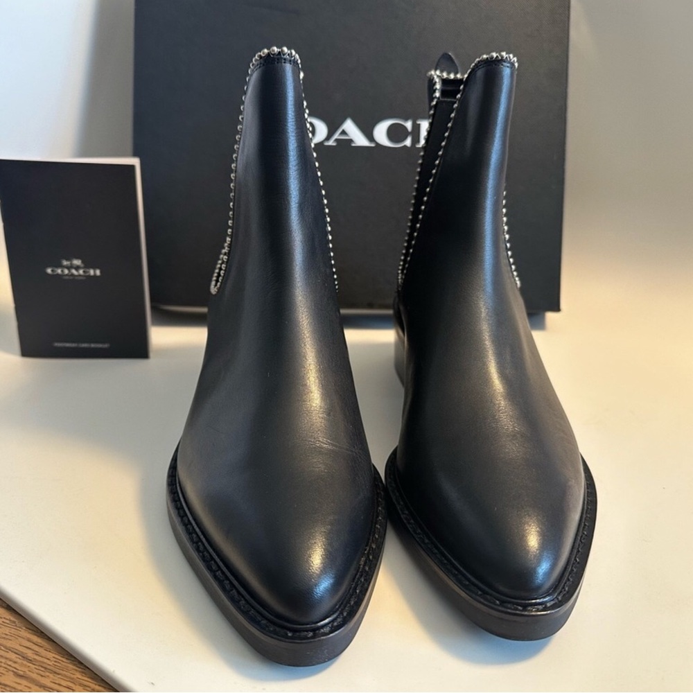 Coach Bowery bead boots. Black with silver. Sz. 6.5 NWT Smoke and pet free home.